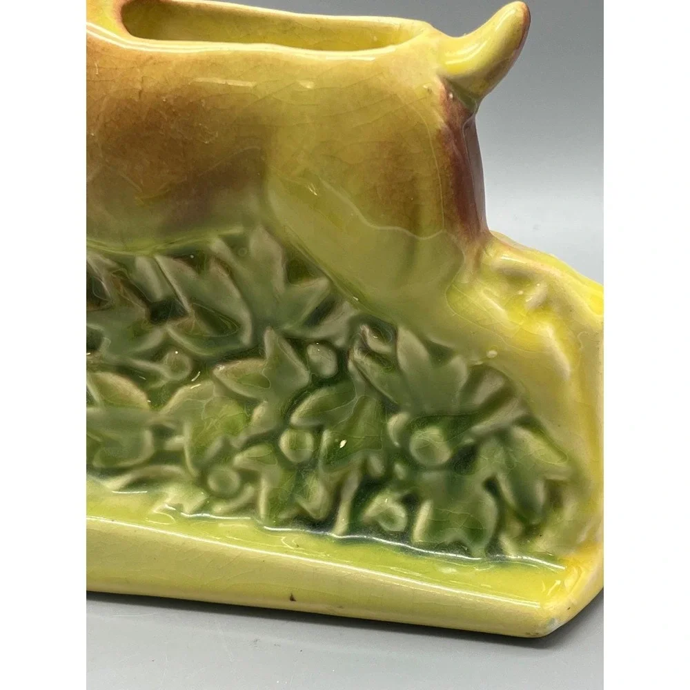 Vintage McCoy ? Pottery Deer Fawn Ceramic Planter Figurine Brown Art Pottery USA
